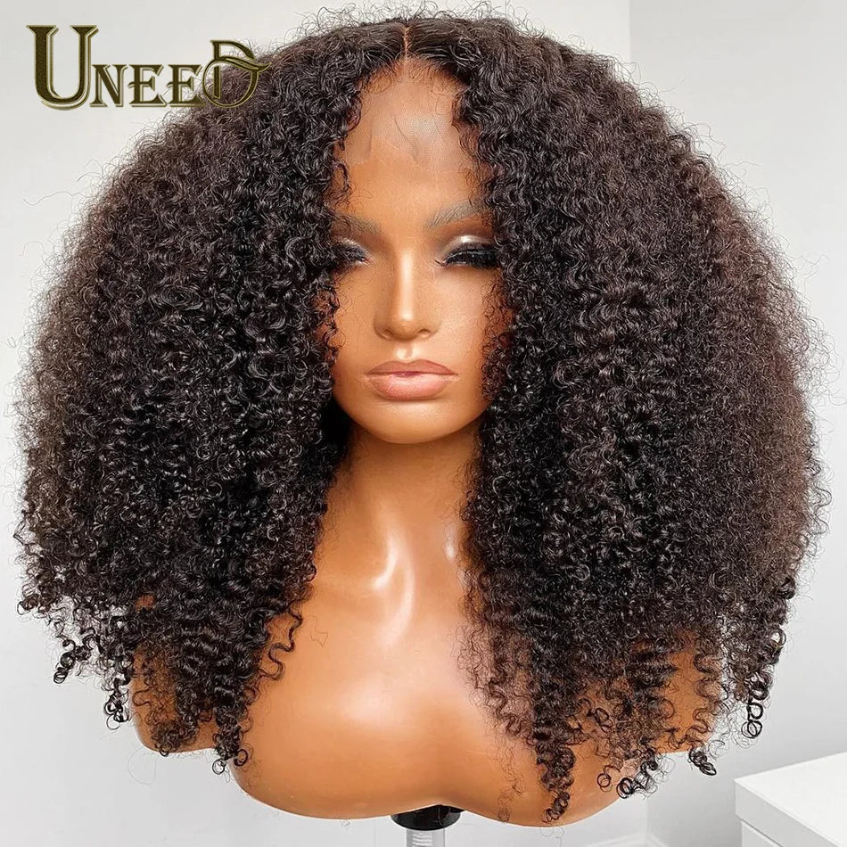 "Mongolian Kinky Curly Wig – 13x4 Lace Front, 180 Density Human Hair Wig for Women"