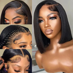 "13x4 Transparent Lace Front Bob Wig for Black Women – Glueless Remy Straight Wig"