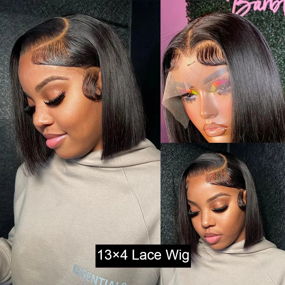 "13x4 Transparent Lace Front Bob Wig for Black Women – Glueless Remy Straight Wig"