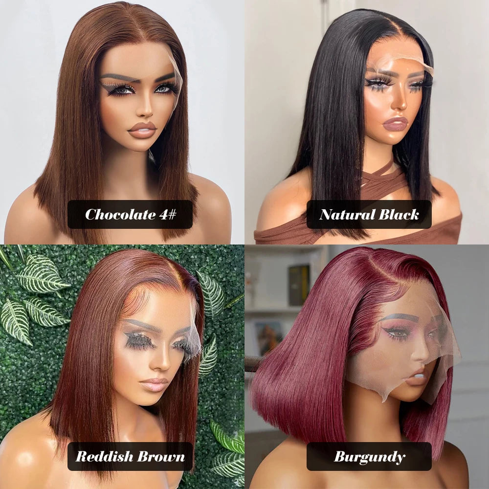 "13x4 Transparent Lace Front Bob Wig for Black Women – Glueless Remy Straight Wig"