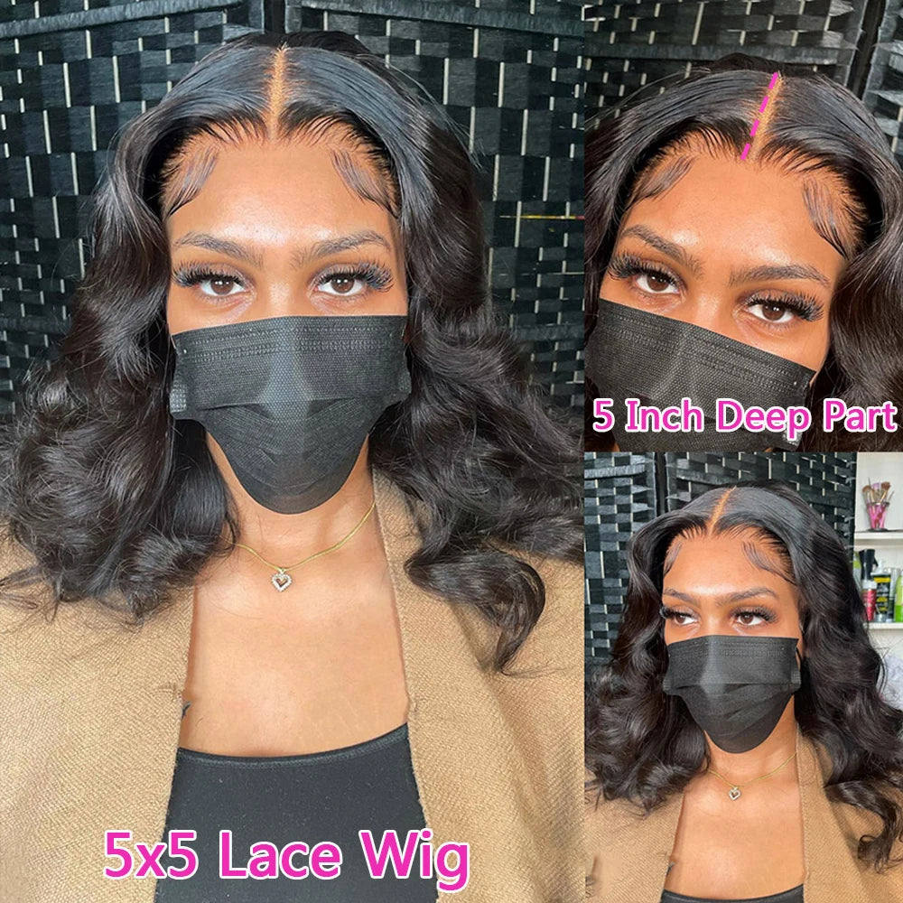 "Body Wave Bob 13x6 Transparent Lace Frontal Wig – 180% Density Brazilian Virgin Remy Hair"