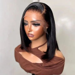 "13x4 Transparent Lace Front Bob Wig for Black Women – Glueless Remy Straight Wig"