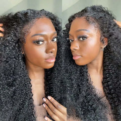 "Easy to Wear Kinky Curly Human Hair Wig – 13x4 Transparent Lace Front with 4C Edges, No Glue"