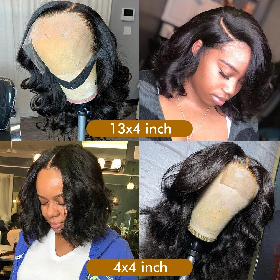 "Body Wave Bob 13x6 Transparent Lace Frontal Wig – 180% Density Brazilian Virgin Remy Hair"